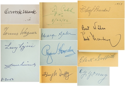 Vintage Baseball Hall of Famers & Stars Signed Autograph Book With 31 Signatures Including 7 Of The 1939 Hall Of Fame Inductees Including Cobb, Young & Wagner (JSA)